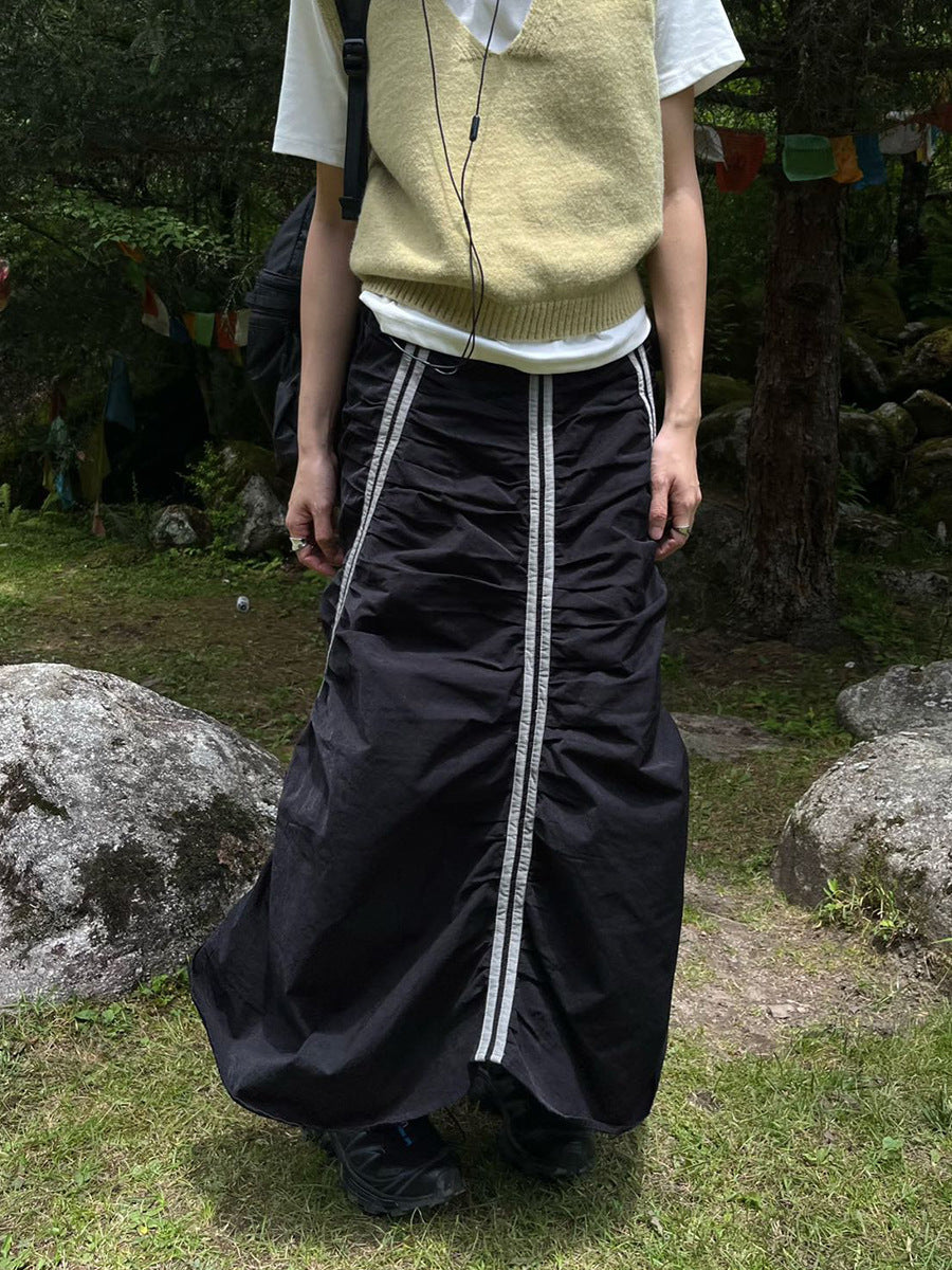 Design Sense Pleating Suit Skirt Parachute Sports Skirt