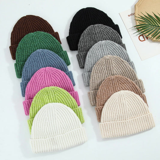 Winter Minimalist Big Head Circumference Knitted Hat Girl's Cap