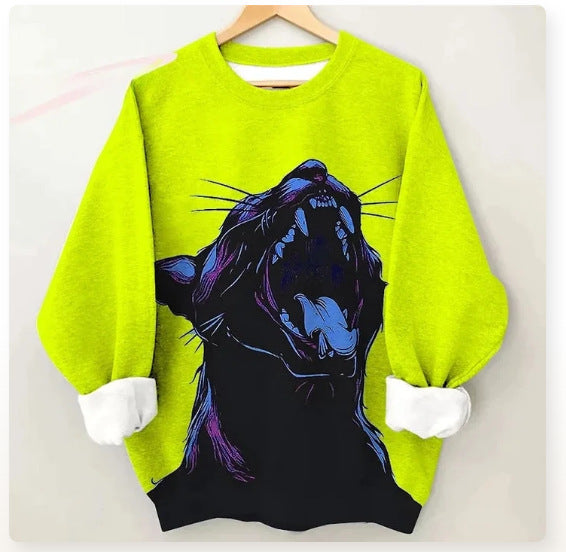 Dame Sweater Moderne Farverig Gepard Kunst Langærmet Print