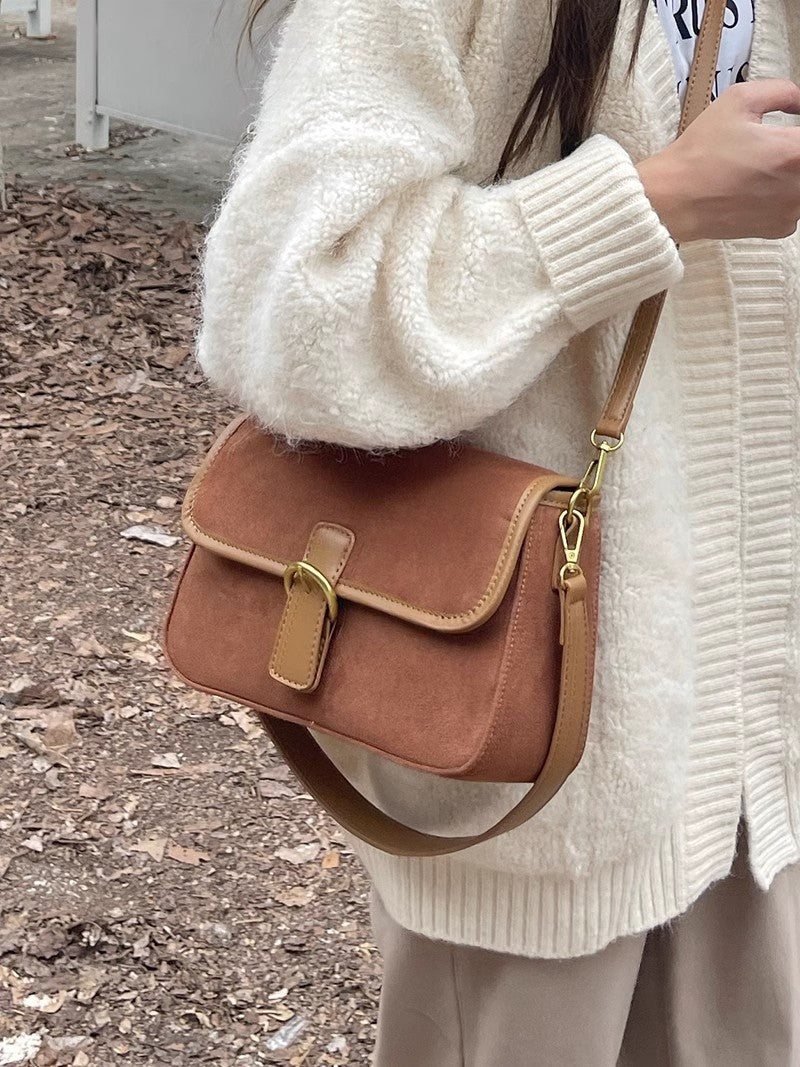 Special-interest Design Vintage Matte Suede Underarm Bag