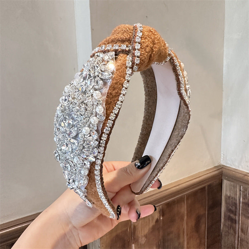 European And American Heavy Industry Rhinestone Knotted Hair Hoop Retro Court