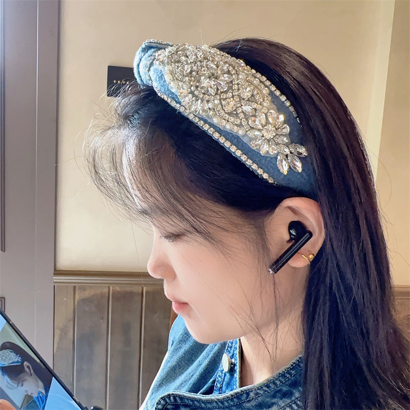 European And American Heavy Industry Rhinestone Knotted Hair Hoop Retro Court