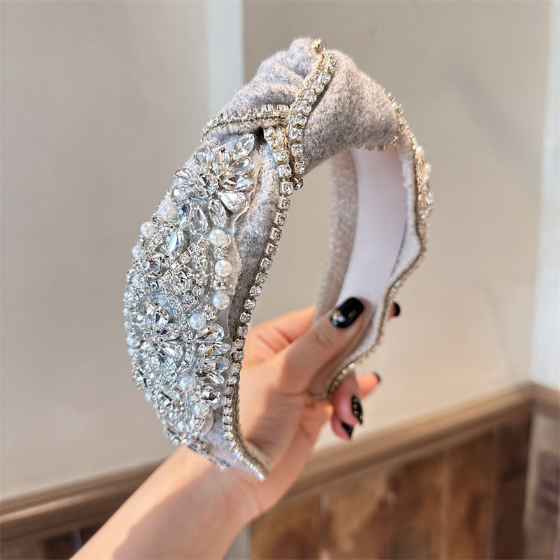 European And American Heavy Industry Rhinestone Knotted Hair Hoop Retro Court