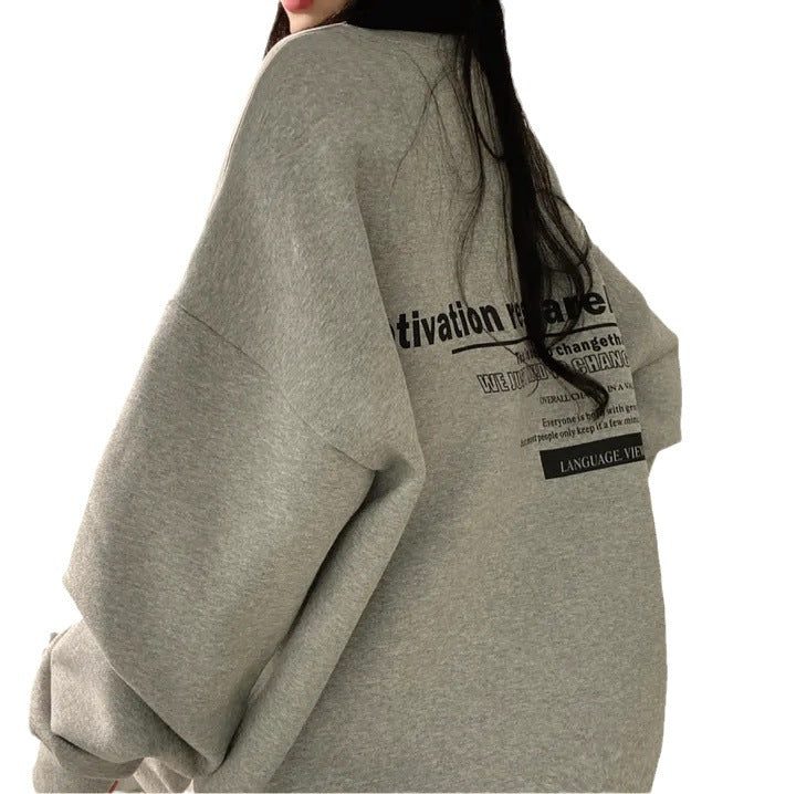 Plus Size Loose Fashion Brand Pack Fleece-lined Thickened