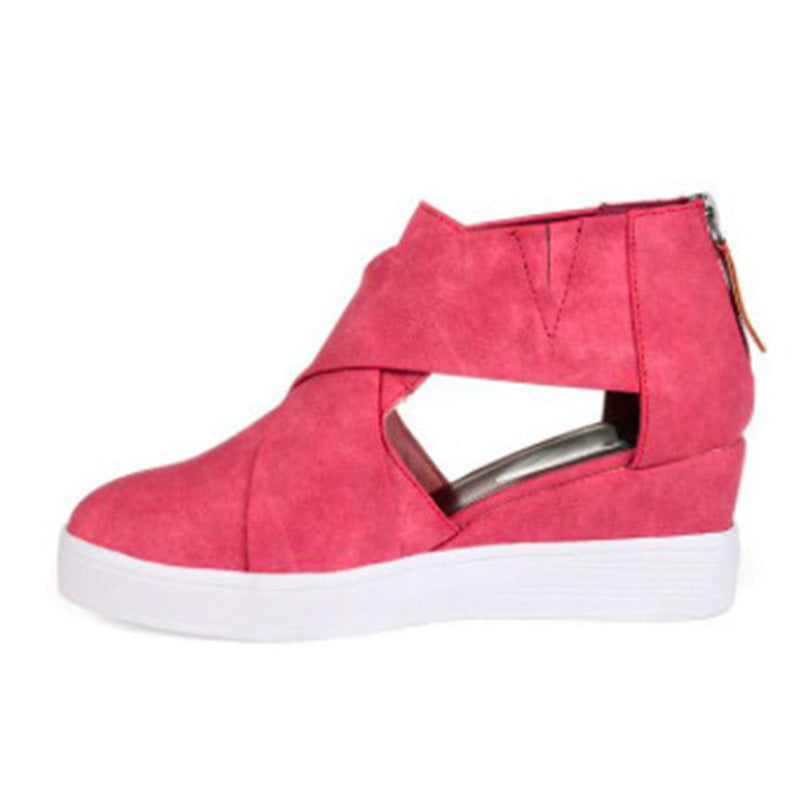 New style zipper wedge women's shoes