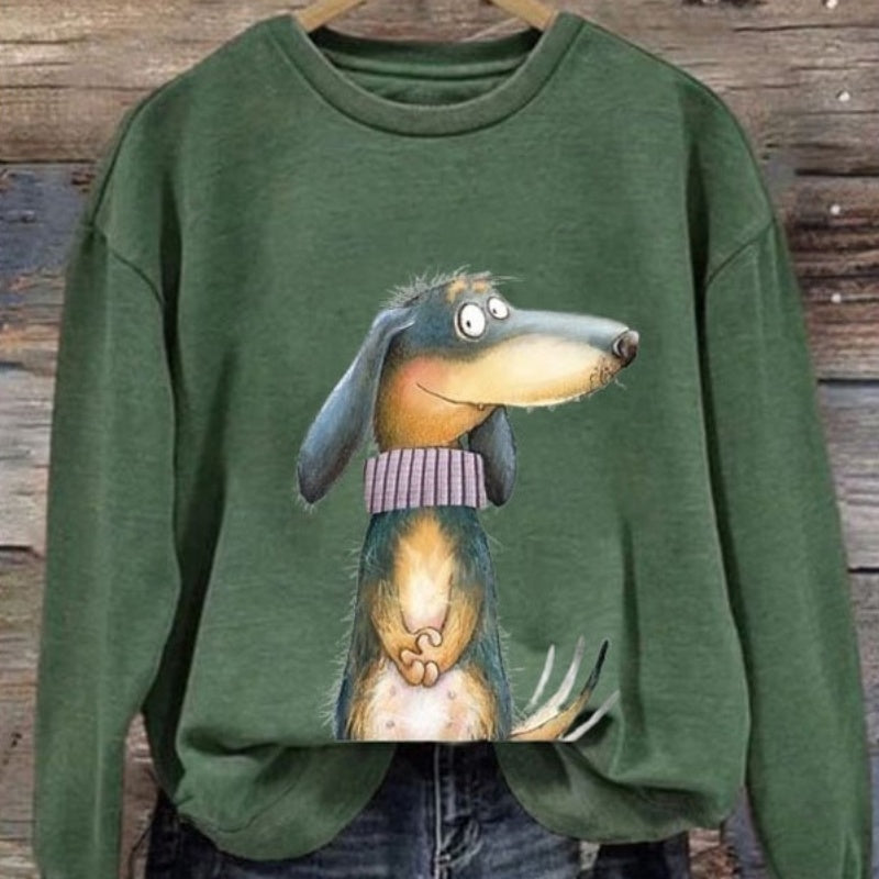 Round Neck Print Sweatshirt Autumn And Winter Casual Versatile Long Sleeves Women