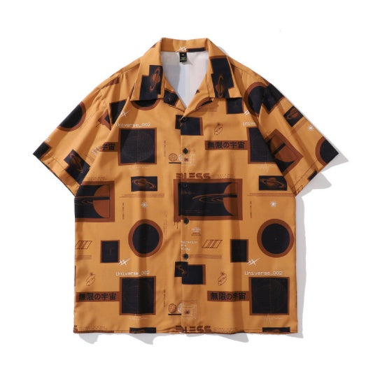 High Street Retro Dark Design Short Sleeve Shirt