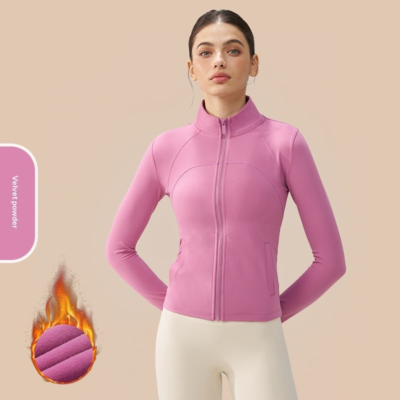 Thickened Thin Fleece Autumn And Winter Fingerless Yoga Top