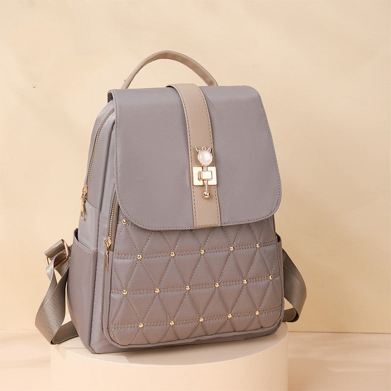 Women's Nylon Rhombus Large Capacity Travel Backpack