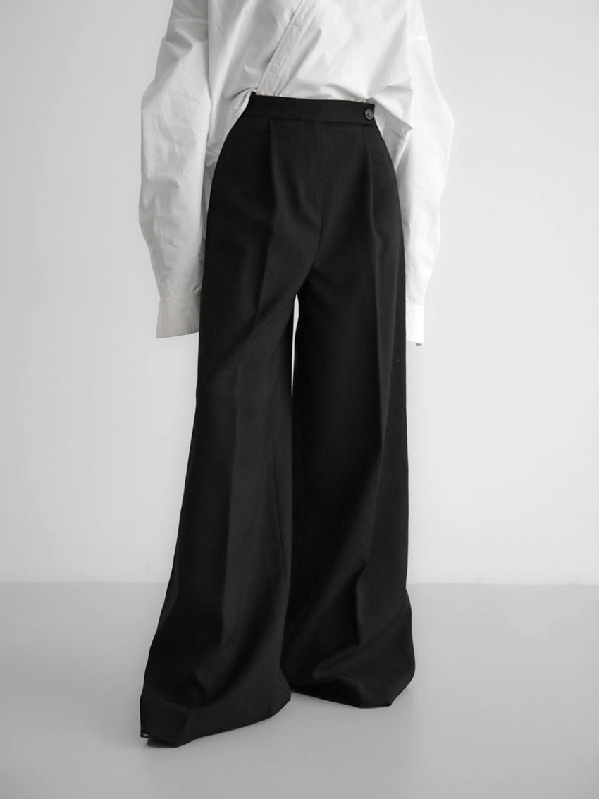 Retro Classic Solid Color Commute Loose Suit Pants