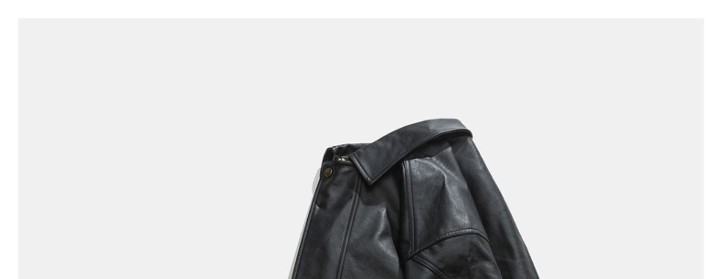 Soft Leather Jacket Men's Double-stand Large Pocket Coat