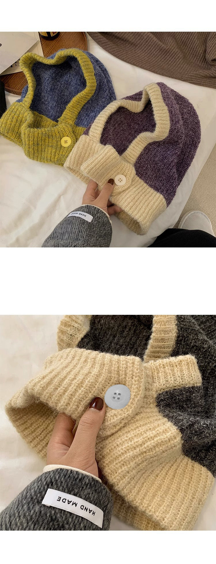 Autumn And Winter Warm Scarf Integrated Ear Protection Knitting Cold-proof Woolen Cap