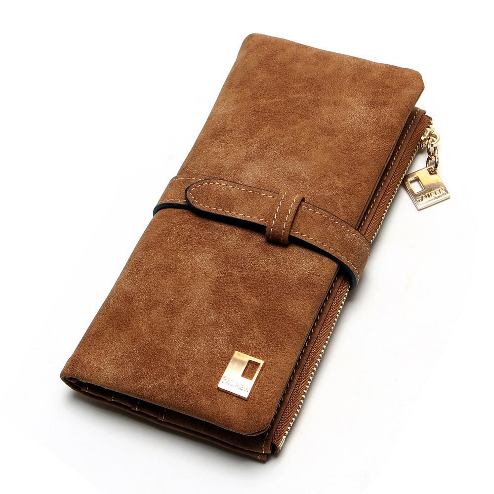 Women's solid color long wallet