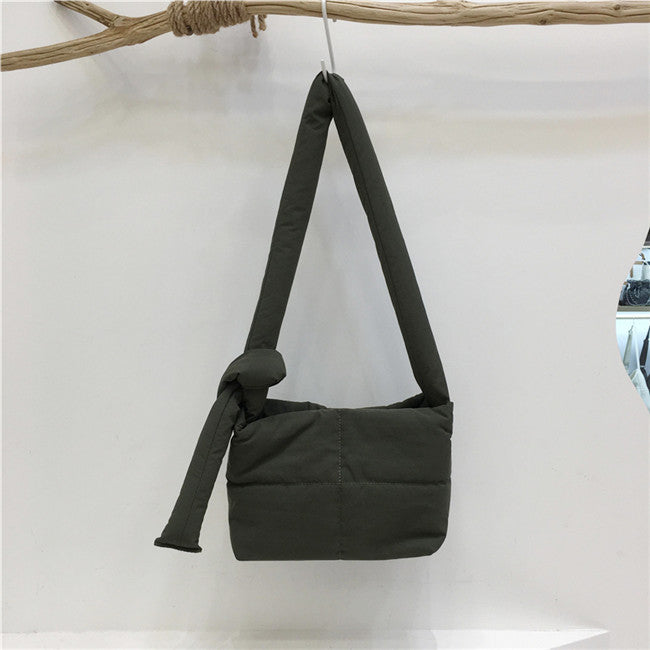 Down Cotton Small Square Soft Texture One Shoulder Crossbody Messenger Bag