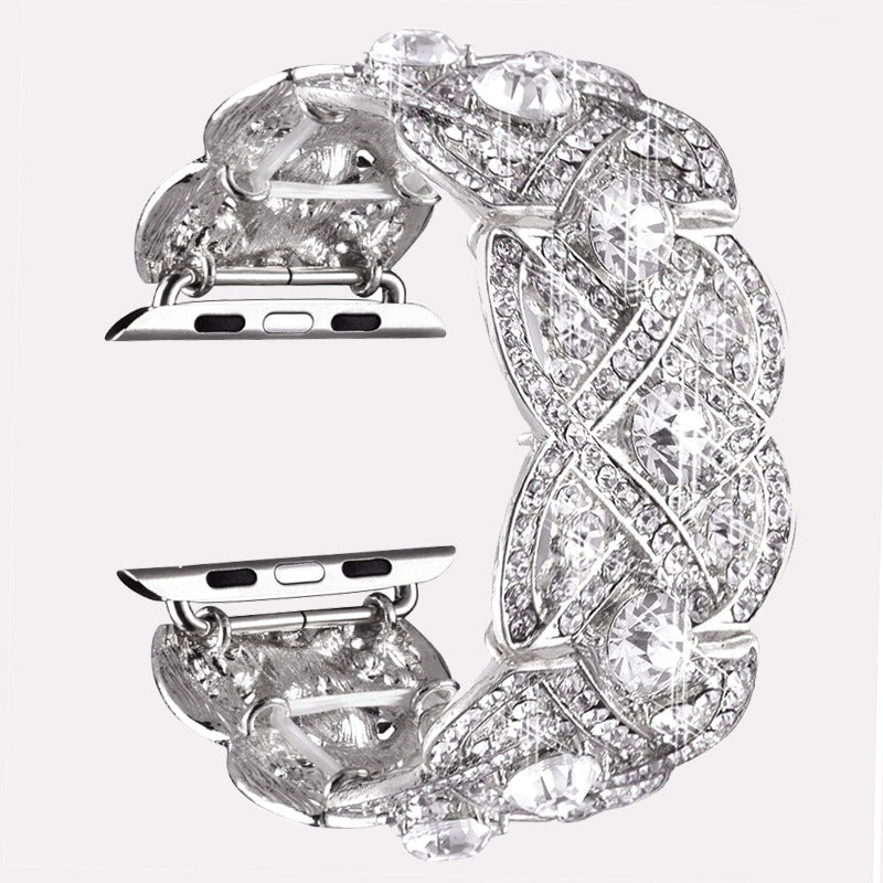 Series Four Petal Flower Metal Diamond Watch Band 8 7 6 SE 5 4 3