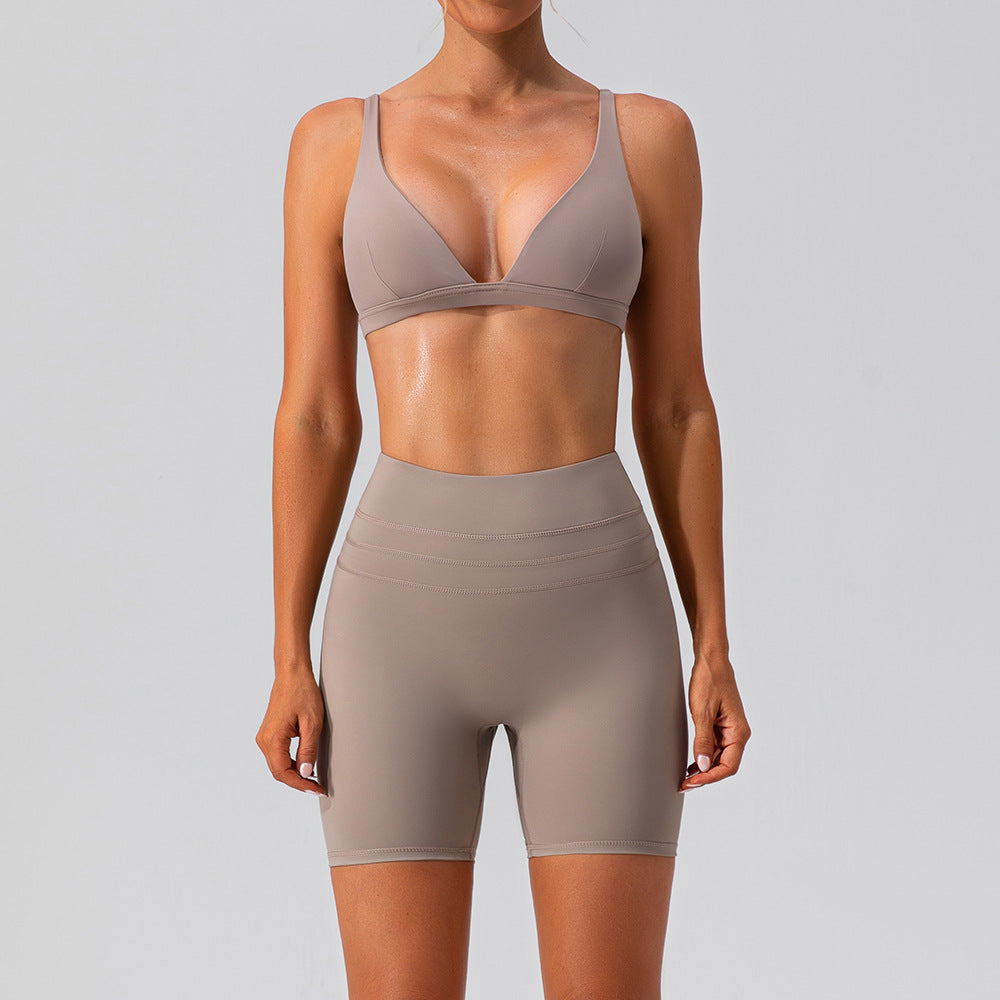 Quick-drying Skinny Yoga Clothes Suit Running Leisure Nude Feel Sports Training Fitness Suit