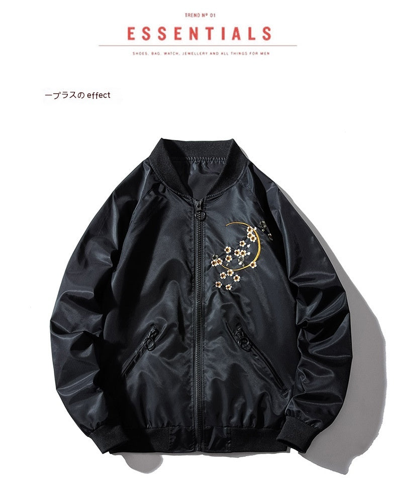Men's Loose Embroidered Baseball Uniform Trendy Casual Jacket Coat