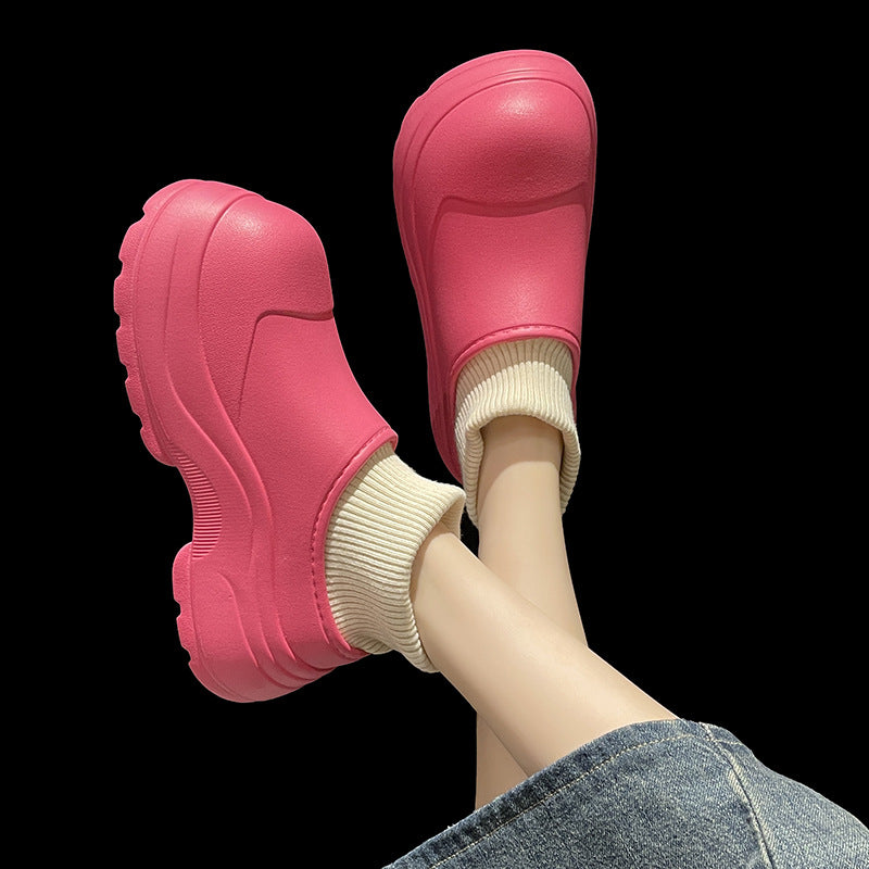 Korean Warm Cotton Slippers Bag Heel