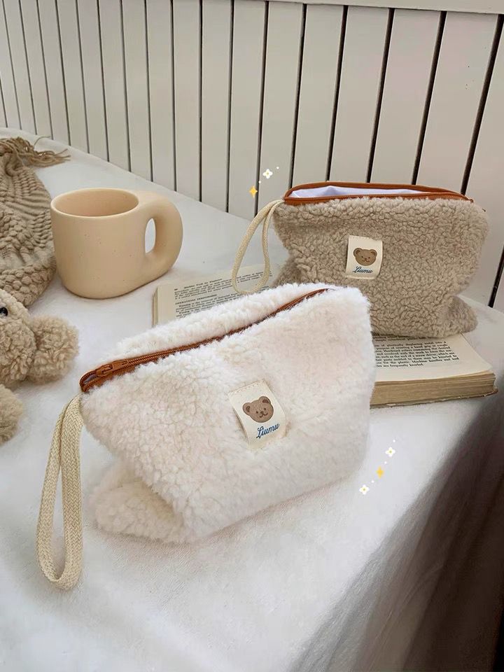 Portable Plush Cute Bear Cosmetic Storage Bag