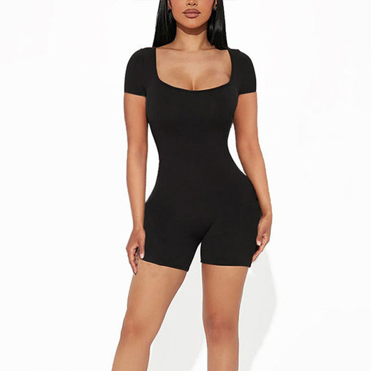 Kvinders Mode Kortærmet Hot Girl Slank Sheath Jumpsuit