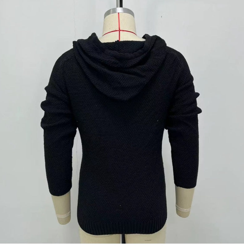 Ny sort slim-fit herresweater med lynlås og ekstra foring samt lange ærmer