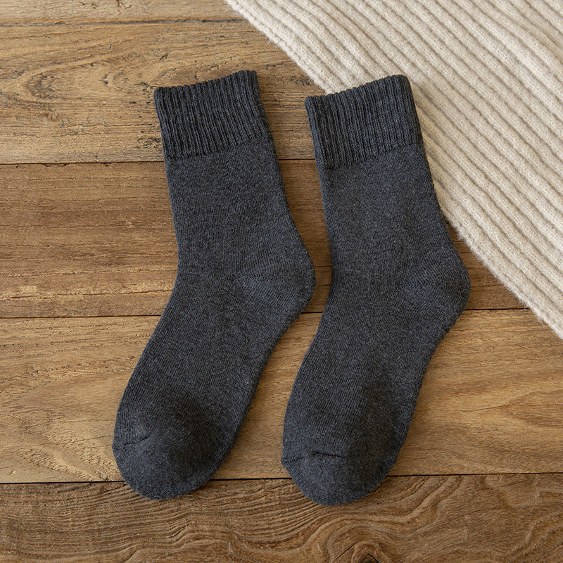 Solid - Color Loop In - Tube Imitation Rabbit - Wool Socks