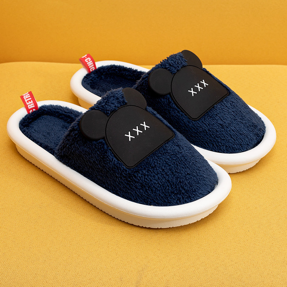Cartoon couple warm Baotou cotton tow male autumn