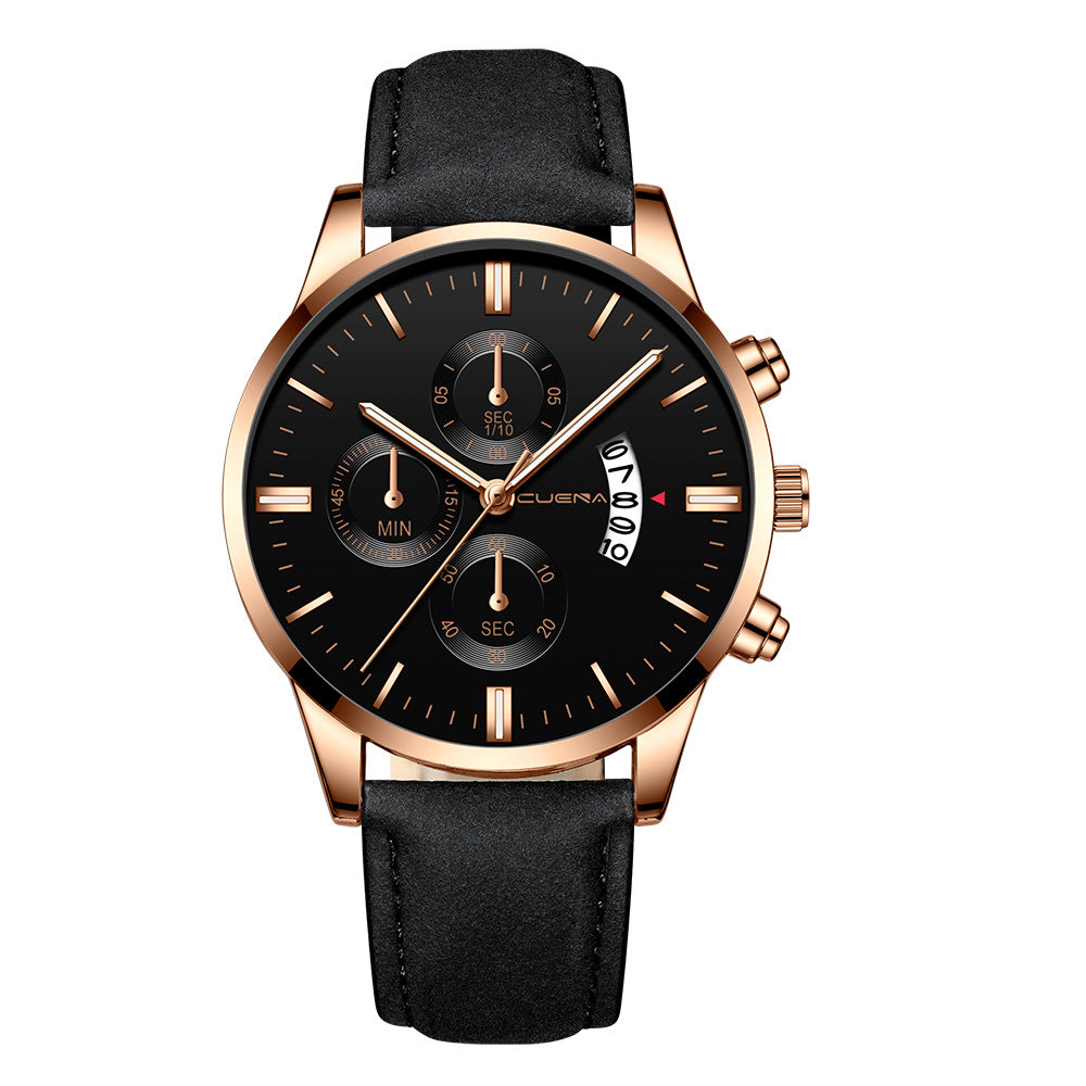 Men's Business Watch Three-eye six-point scale with calendar watch