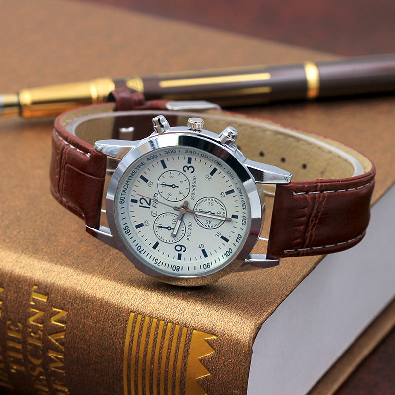 Blue Glass Belt Men's Watch Fashion Gift Quartz Watch