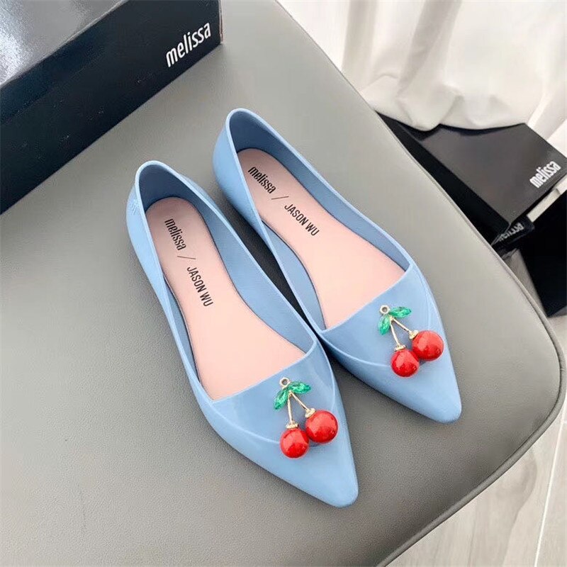 Fashion Pointed Cherry Jelly Women's Shoes Flat