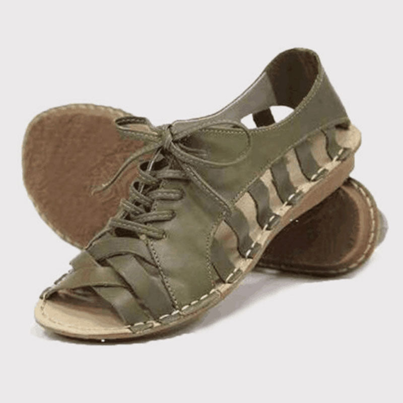 Roman style foreign trade lace-up flat sandals