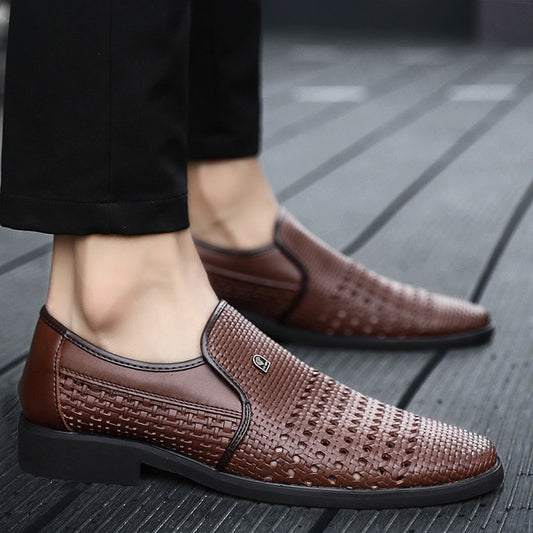 Large size men's business dress hollow leather shoes