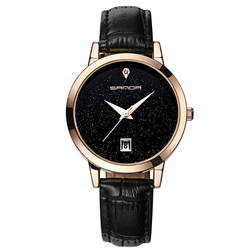 Waterproof Quartz Leather Strap Watch
