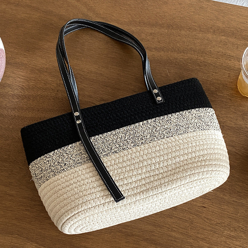 Hand Woven Vegetable Basket Versatile Beach Bag