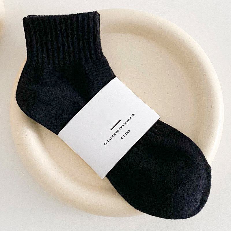Simple Solid Color Women's Mid Tube Socks