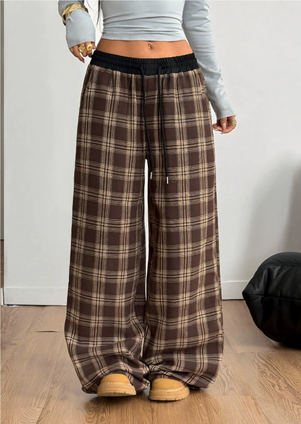 Retro Plaid Loose Casual Pants Fashion Sports Straight Pants