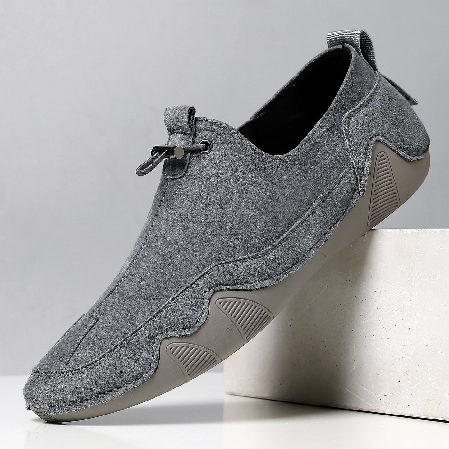 Herresko i læder, afslappede, åndbare, slip-on