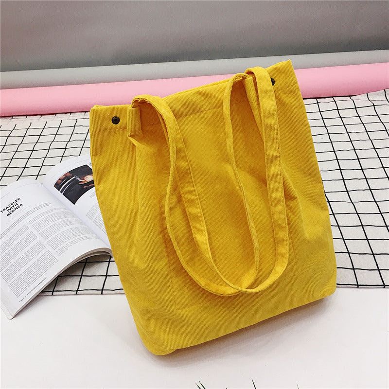 Summer literary small  corduroy canvas bag simple tide female hand shoulder bag