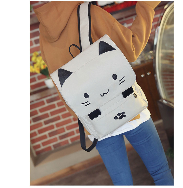 Cute cartoon cat middle school student backpack
