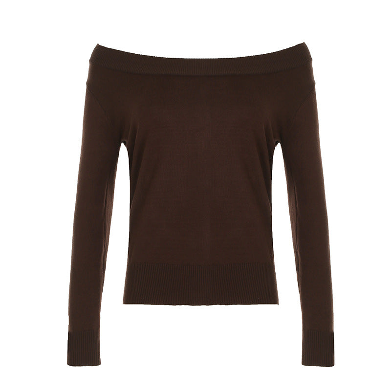 Solid Color Wide Collar Two-way Sweater