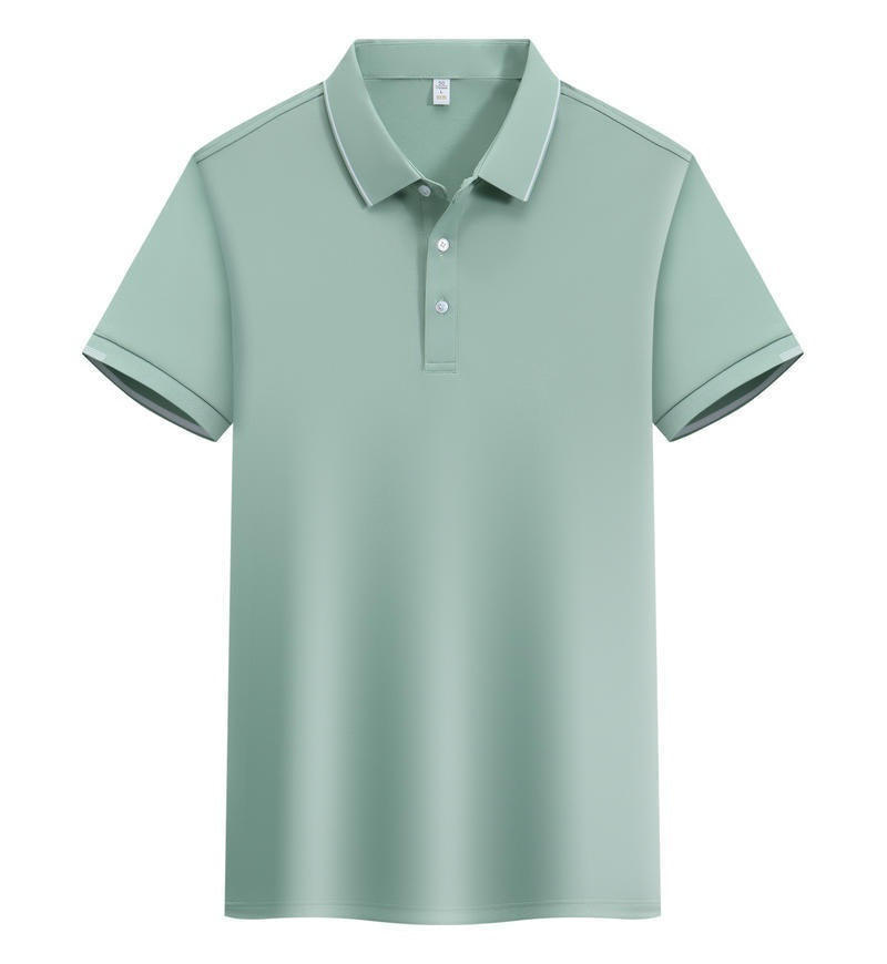 ICE Cotton Single Side Color Secondary Collar Lapel Short Sleeve Polo Shirt