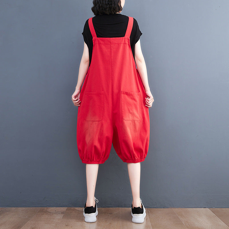 Plus Size Women's Korean Style New Denim Washed Denim Overalls