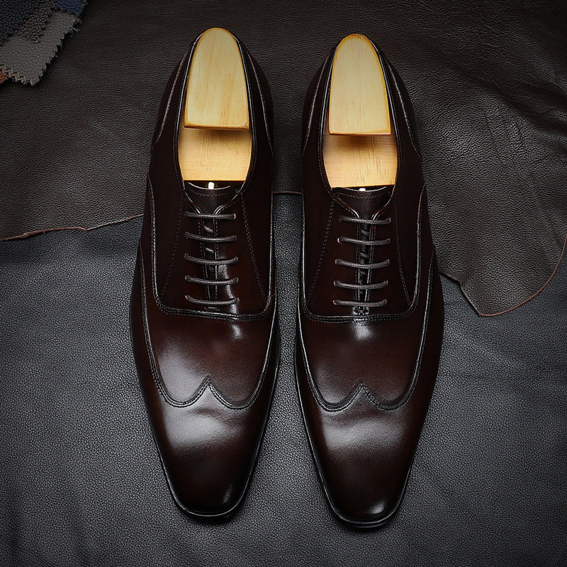 Small square toe Korean style Brock men's shoes