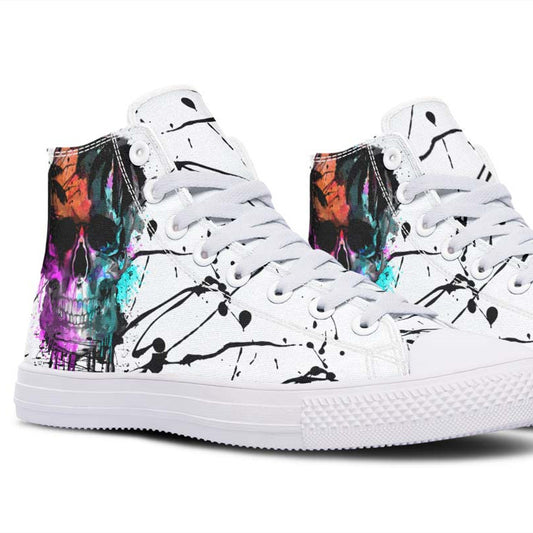 Men's And Women's Fashion Color Printing High-top Canvas Shoes