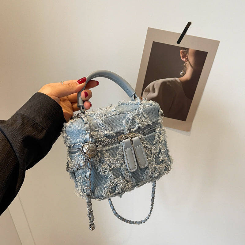 Tassel Box Portable Square Pouch Women's Chain Shoulder Messenger Bag