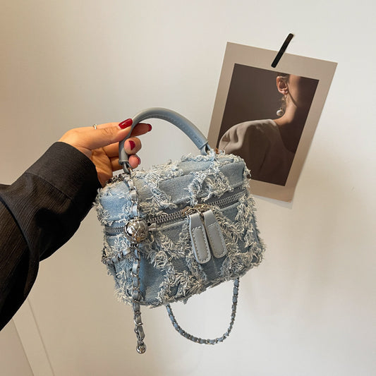 Tassel Box Portable Square Pouch Women's Chain Shoulder Messenger Bag