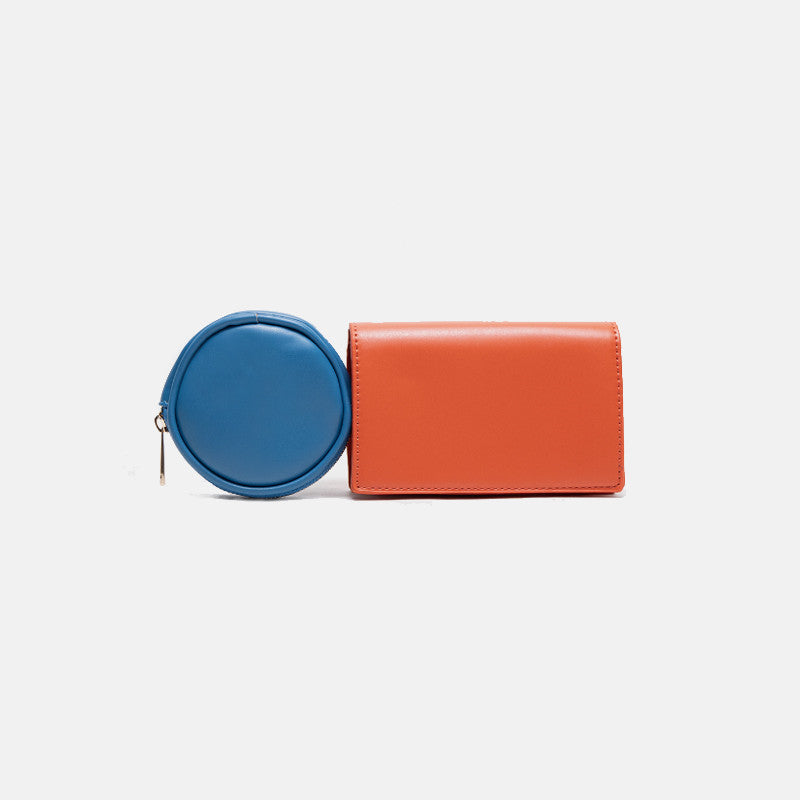 Patchwork color square round waist bag