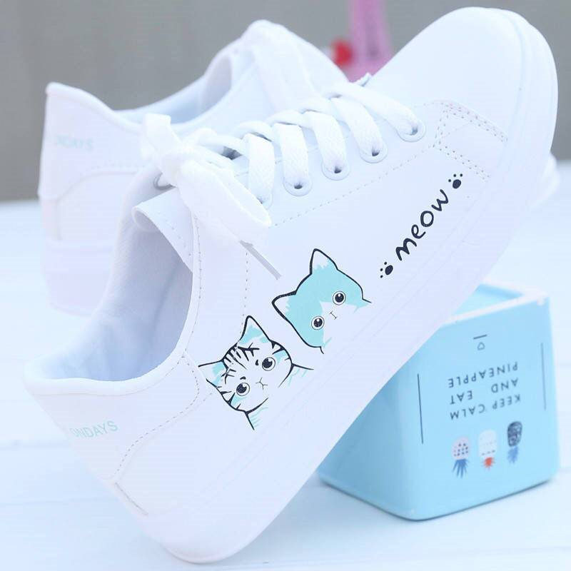 Flade åndbare elevsko - Hvide sneakers