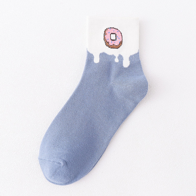 Sweet and cute color matching fruit short socks