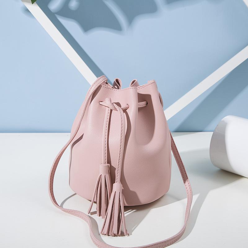 Women's fashion match color consistent wine rubber rope bucket bag